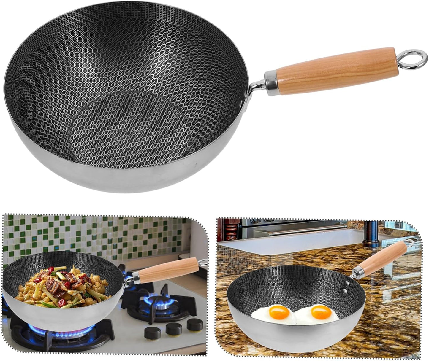 Multi-Functional Nonstick Honeycomb Frying Pan Set for Gas Stove and Induction Cooktops