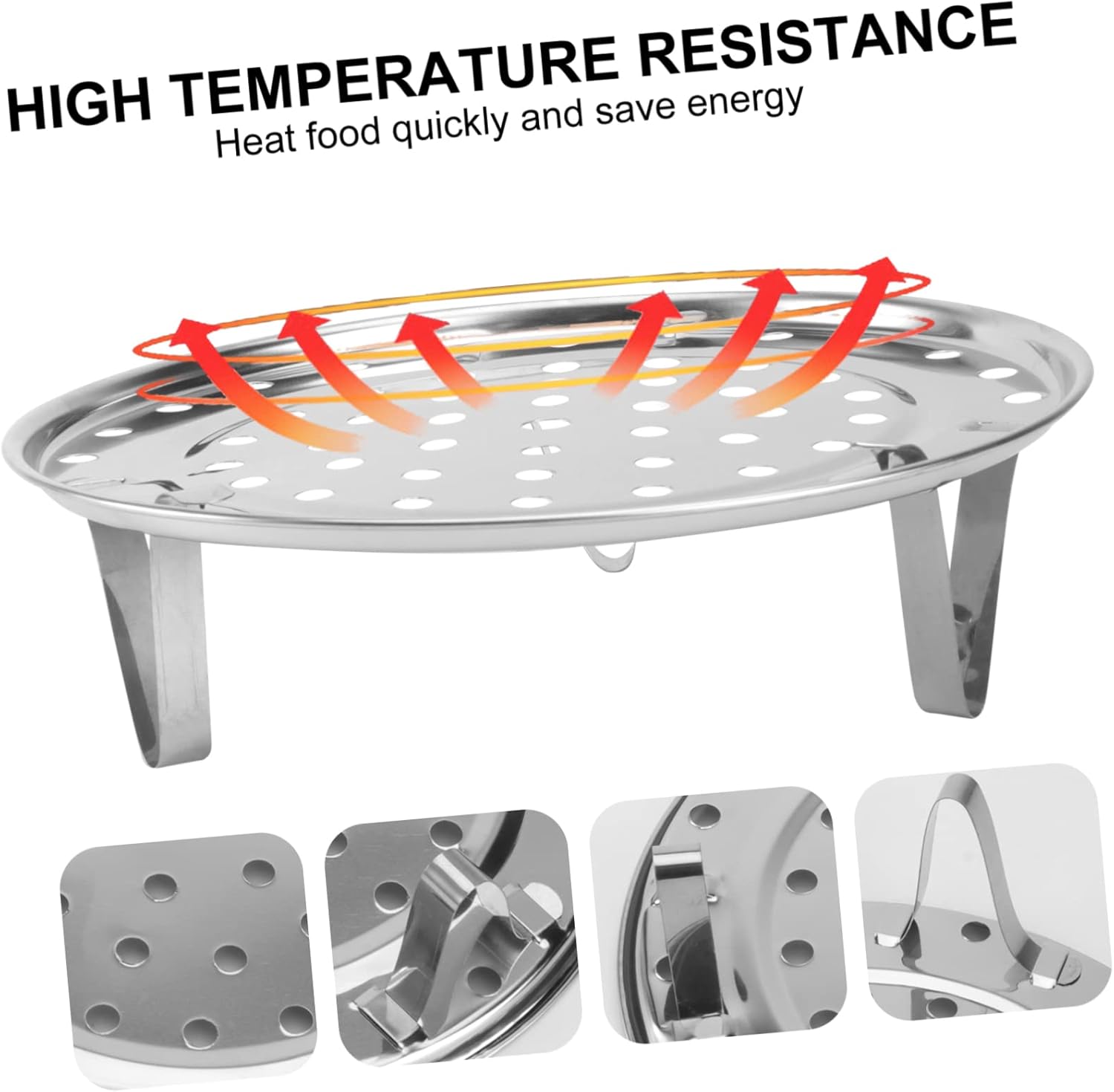 Multi-Functional Round Steaming Rack for Pot, Oven, or Stove - Kitchen Tin Air Basket Steamer Tray - Double Oven Rack with Infuser for Cooking Silver