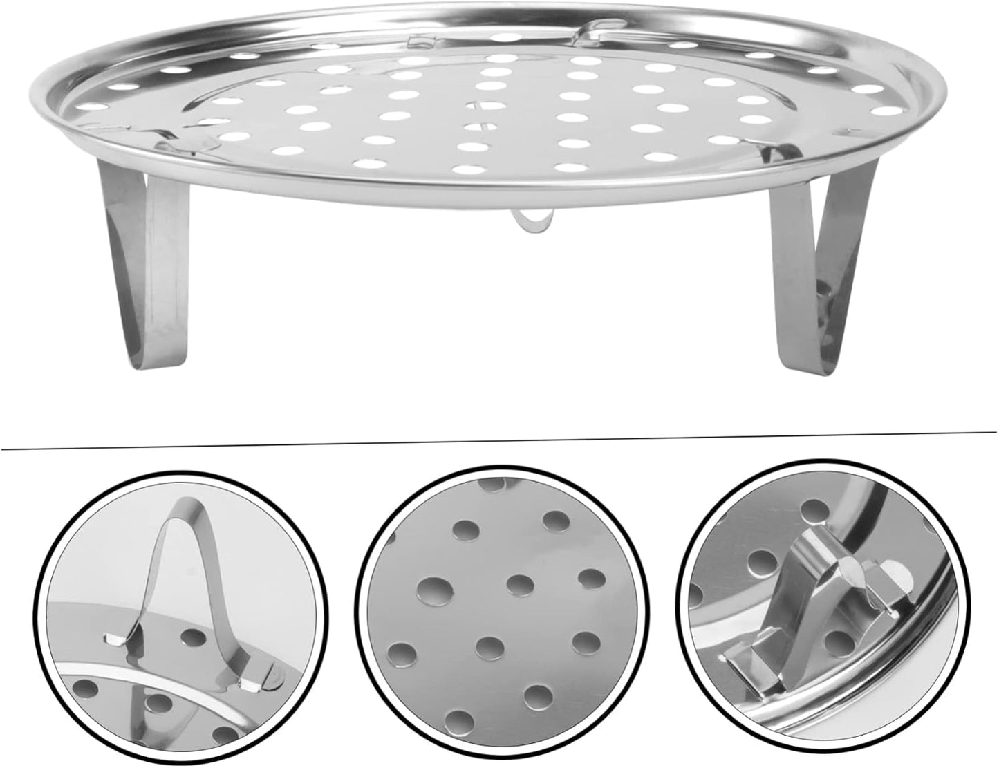 Multi-Functional Round Steaming Rack for Pot, Oven, or Stove - Kitchen Tin Air Basket Steamer Tray - Double Oven Rack with Infuser for Cooking Silver
