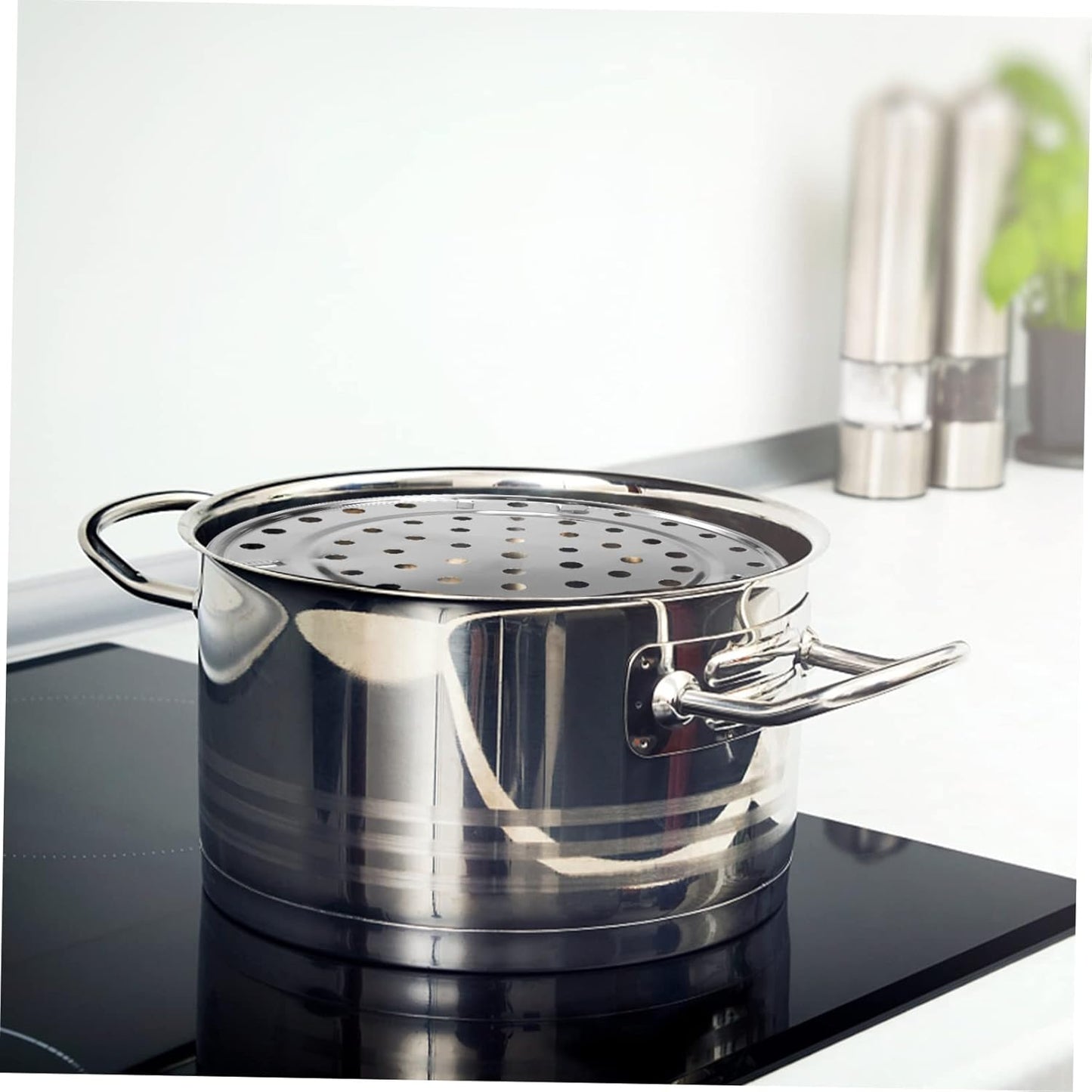 Multi-Functional Round Steaming Rack for Pot, Oven, or Stove - Kitchen Tin Air Basket Steamer Tray - Double Oven Rack with Infuser for Cooking Silver