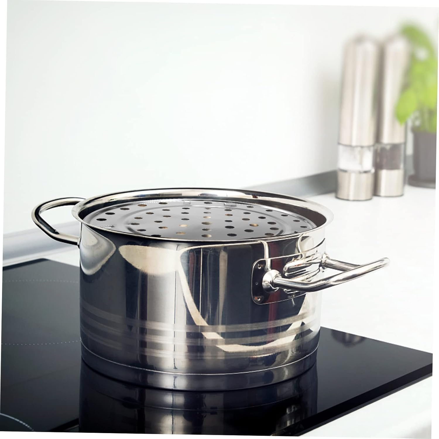 Multi-Functional Round Steaming Rack for Pot, Oven, or Stove - Kitchen Tin Air Basket Steamer Tray - Double Oven Rack with Infuser for Cooking Silver