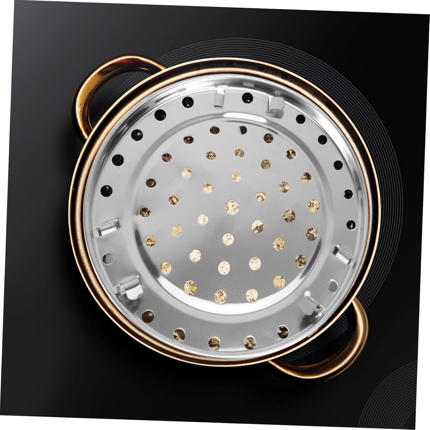 Multi-Functional Round Steaming Rack for Pot, Oven, or Stove - Kitchen Tin Air Basket Steamer Tray - Double Oven Rack with Infuser for Cooking Silver
