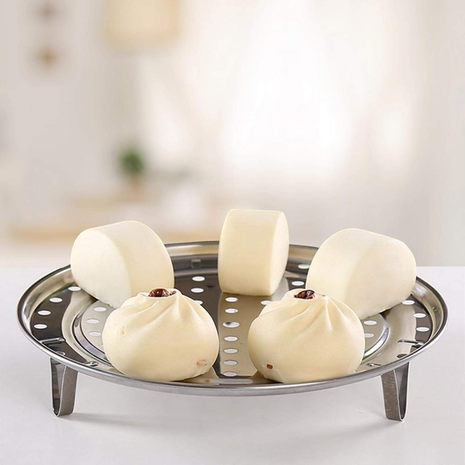 Multi-Functional Stainless Steel Chinese Steaming Rack with Removable Legs - Pot Accessories Steam Holder Shelf (20cm)