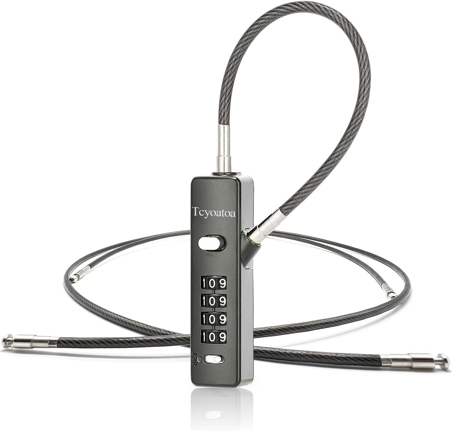 Multi-Purpose Combination Cable Lock with 3 Interchangeable Ropes - Ideal for Small Bikes, Cabinets, Fences, and Travel - Gun-Grey