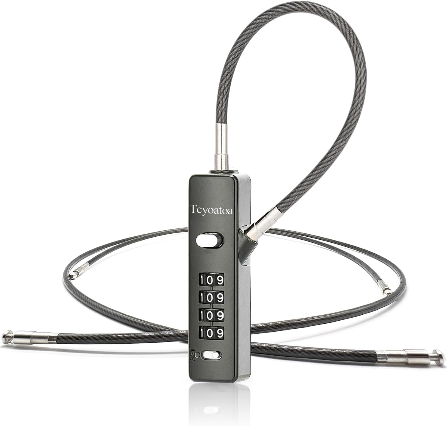 Multi-Purpose Combination Cable Lock with 3 Interchangeable Ropes - Ideal for Small Bikes, Cabinets, Fences, and Travel - Gun-Grey