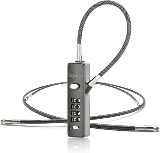 Multi-Purpose Combination Cable Lock with 3 Interchangeable Ropes - Ideal for Small Bikes, Cabinets, Fences, and Travel - Gun-Grey