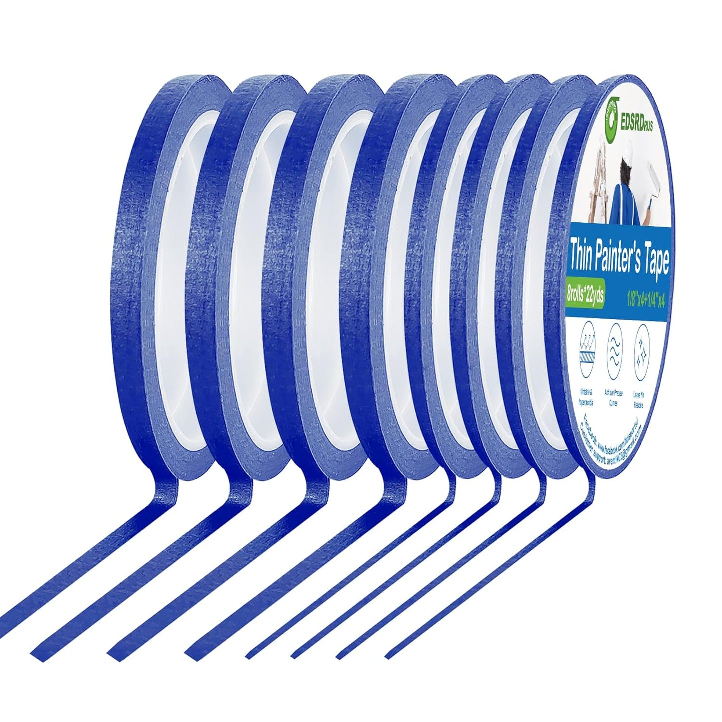Multi-Width Painter Tape Set for DIY Art Projects - EDSRDRUS Thin Painters Tape with Masking Tape and Pinstriping Tape, 3" Large Core, Smart Selection
