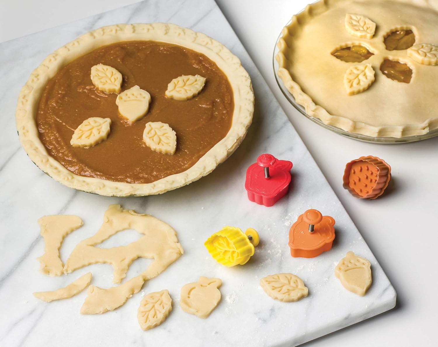 Multicolor 2" Autumn Leaves Pastry, Cookie, Pie, and Fondant Stampers/Cutters Set by Fox Run Harvest - 4 Pieces