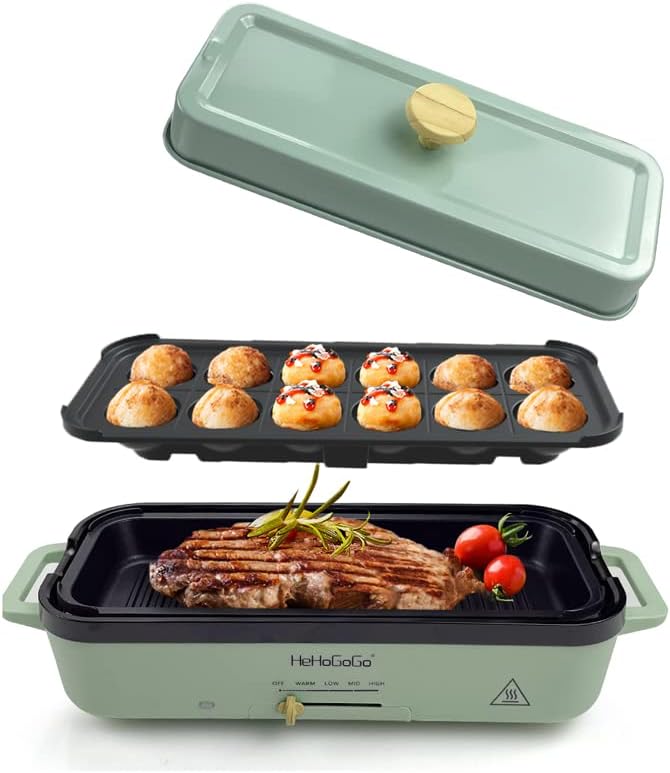 Multifunctional Electric Griddle Skillet with Interchangeable Pans for Takoyaki, Cake Pops, and More