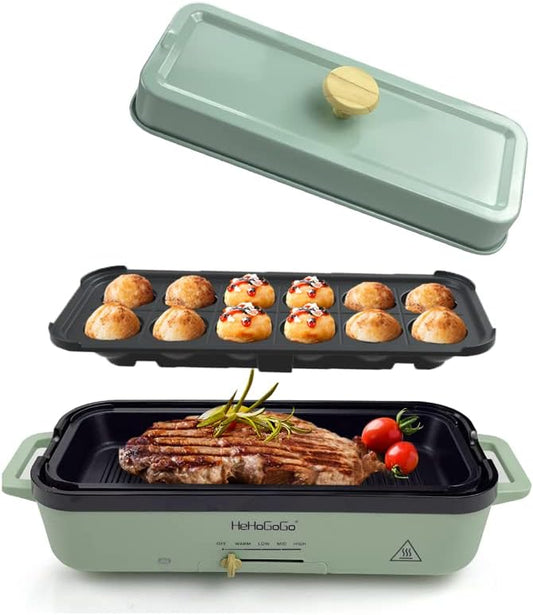 Multifunctional Electric Griddle Skillet with Interchangeable Pans for Takoyaki, Cake Pops, and More