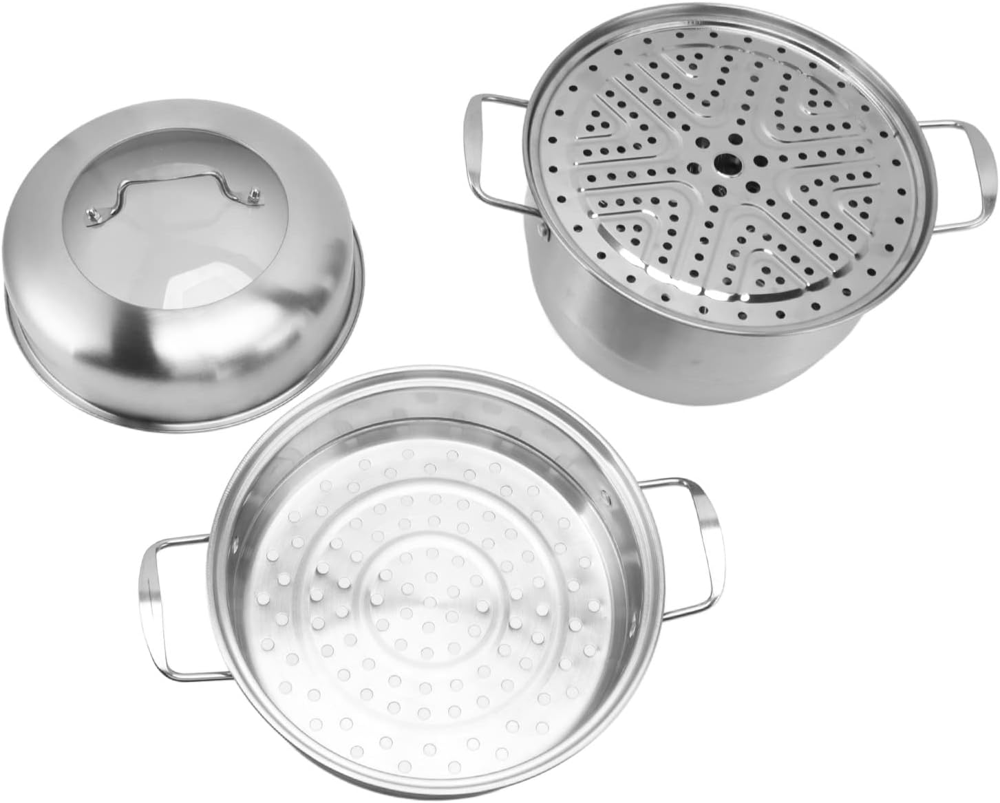 MultiLayer Stainless Steel Steamer Pot for Electric Stove - Yunseity Cookware Pot with Thick Construction (Stainless Steel + Glass)