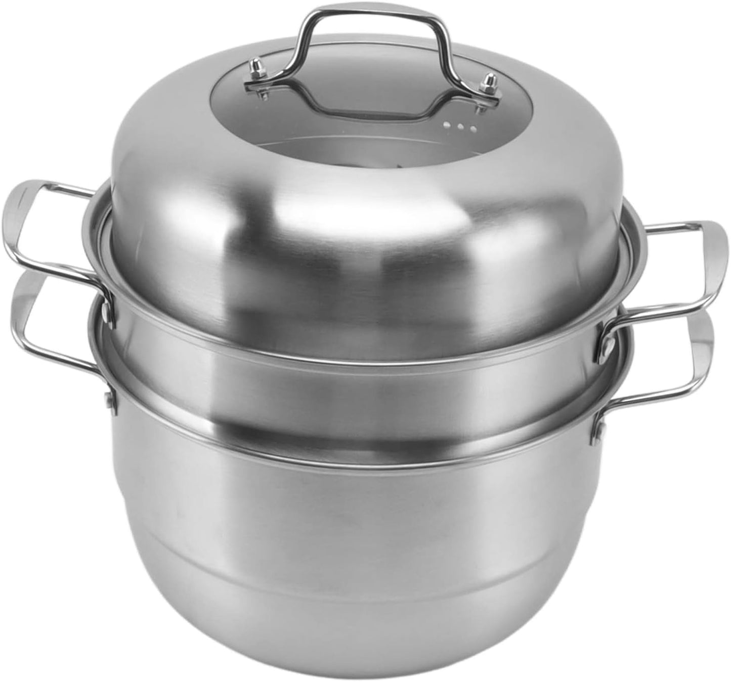 MultiLayer Stainless Steel Steamer Pot for Electric Stove - Yunseity Cookware Pot with Thick Construction (Stainless Steel + Glass)