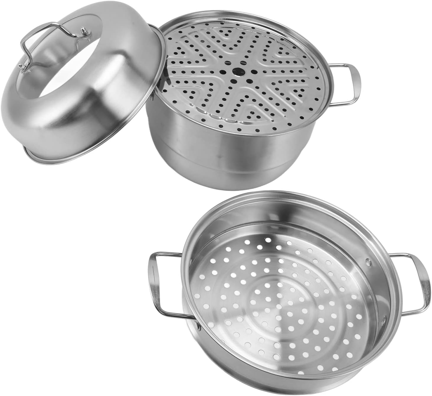 MultiLayer Stainless Steel Steamer Pot for Electric Stove - Yunseity Cookware Pot with Thick Construction (Stainless Steel + Glass)