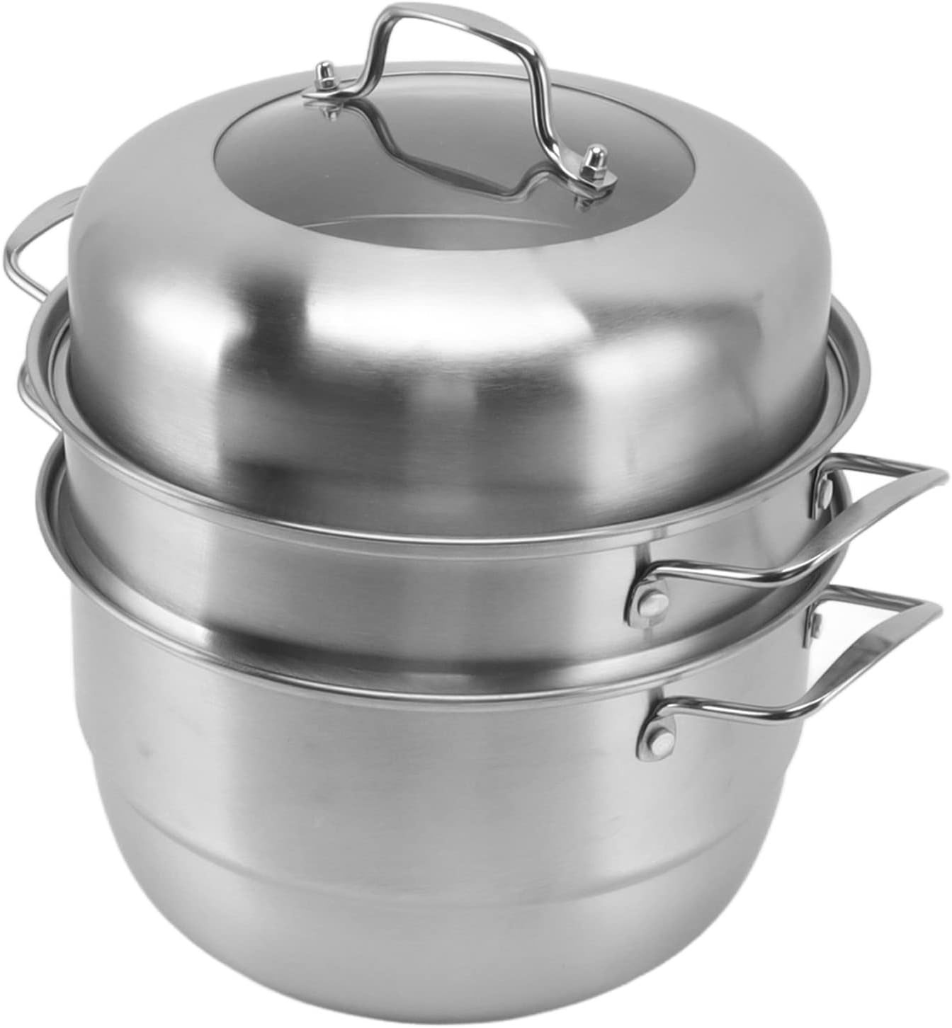 MultiLayer Stainless Steel Steamer Pot for Electric Stove - Yunseity Cookware Pot with Thick Construction (Stainless Steel + Glass)