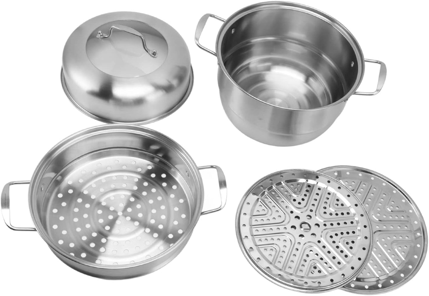 MultiLayer Stainless Steel Steamer Pot for Electric Stove - Yunseity Cookware Pot with Thick Construction (Stainless Steel + Glass)