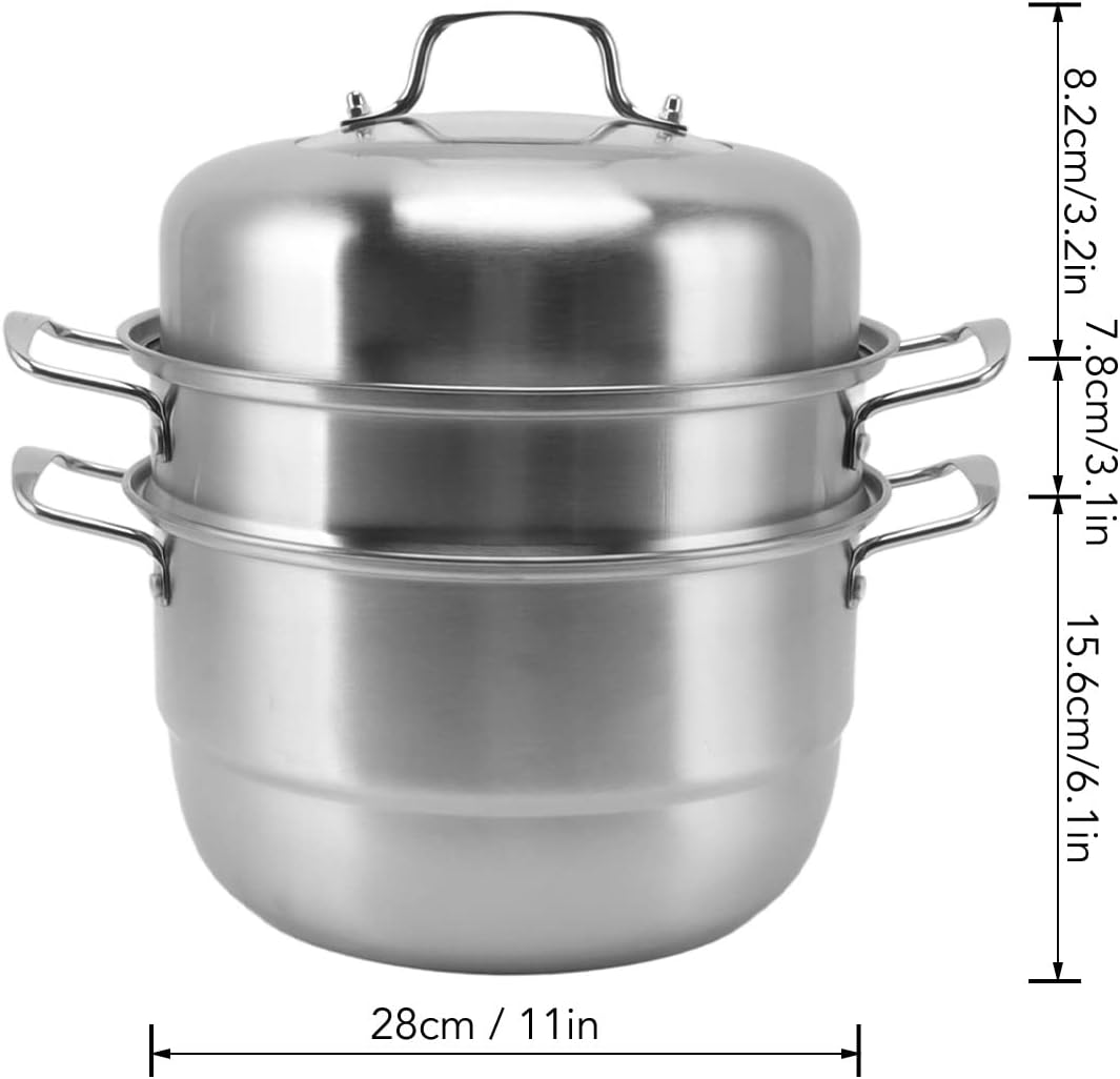 MultiLayer Stainless Steel Steamer Pot for Electric Stove - Yunseity Cookware Pot with Thick Construction (Stainless Steel + Glass)