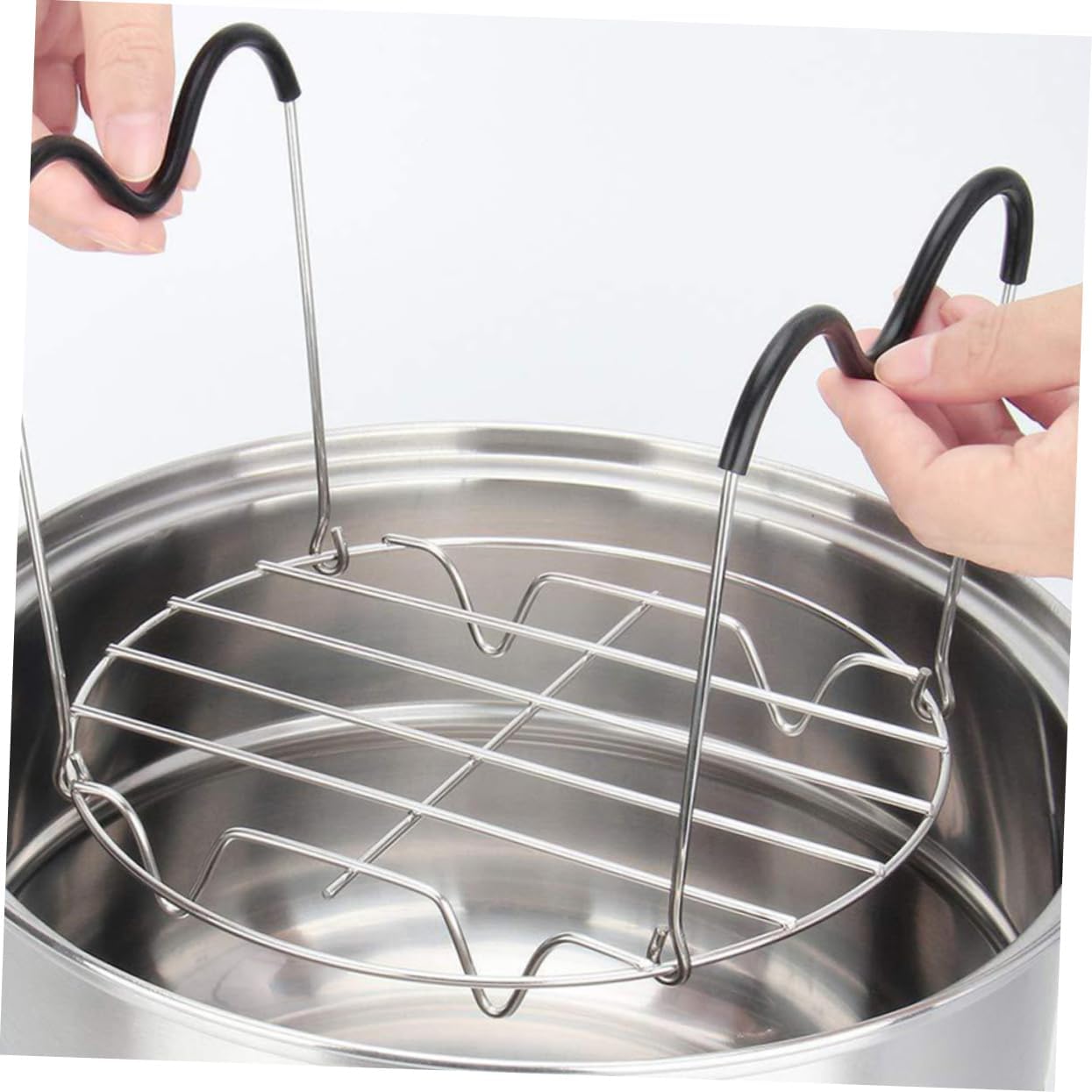 Multipurpose Steaming Rack with Handles for Pressure Cooker - Black