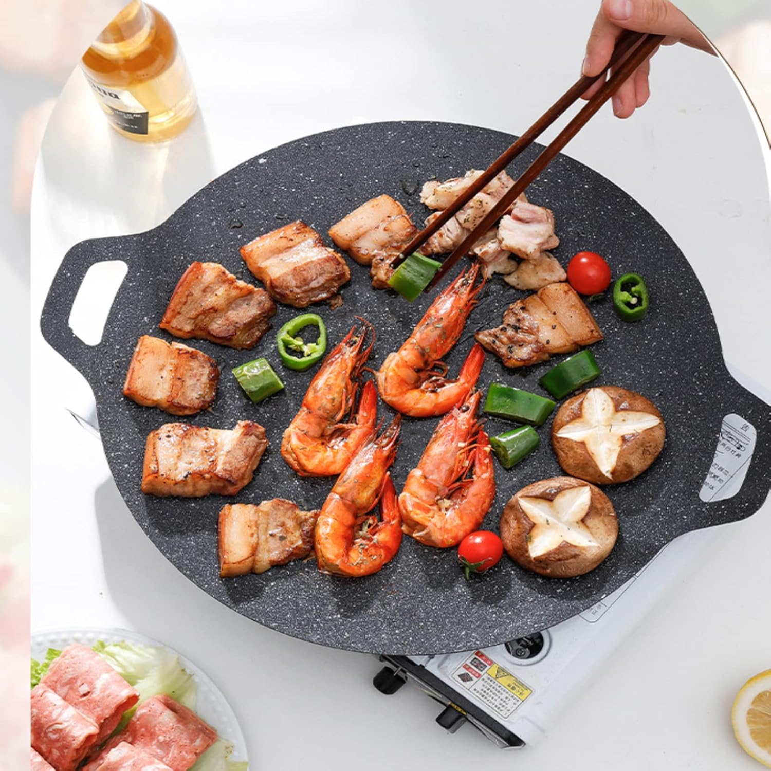 Mumusuki 41CM Korean BBQ Grill Pan for Nonstick Outdoor Indoor Cooking & Camping Party