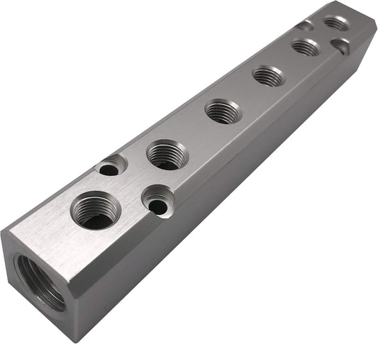 NACX 6-Way Pneumatic Manifold with G1/2 Supply Port and G1/4-Inch Output Port, Made of Aluminum Alloy