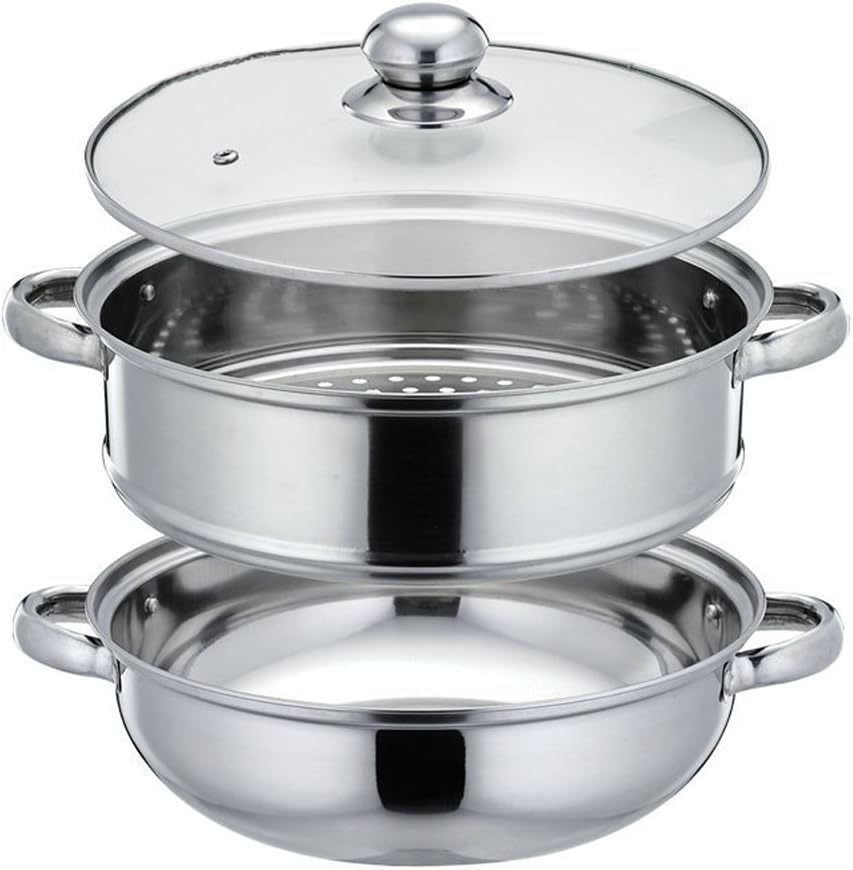 Nadalan Stainless Steel Double Boiler Stack Steam Pot Set 2 Tier Cookware Pot - 28cm
