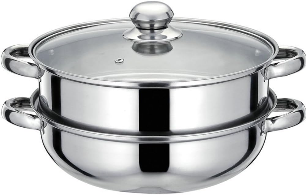 Nadalan Stainless Steel Double Boiler Stack Steam Pot Set 2 Tier Cookware Pot - 28cm