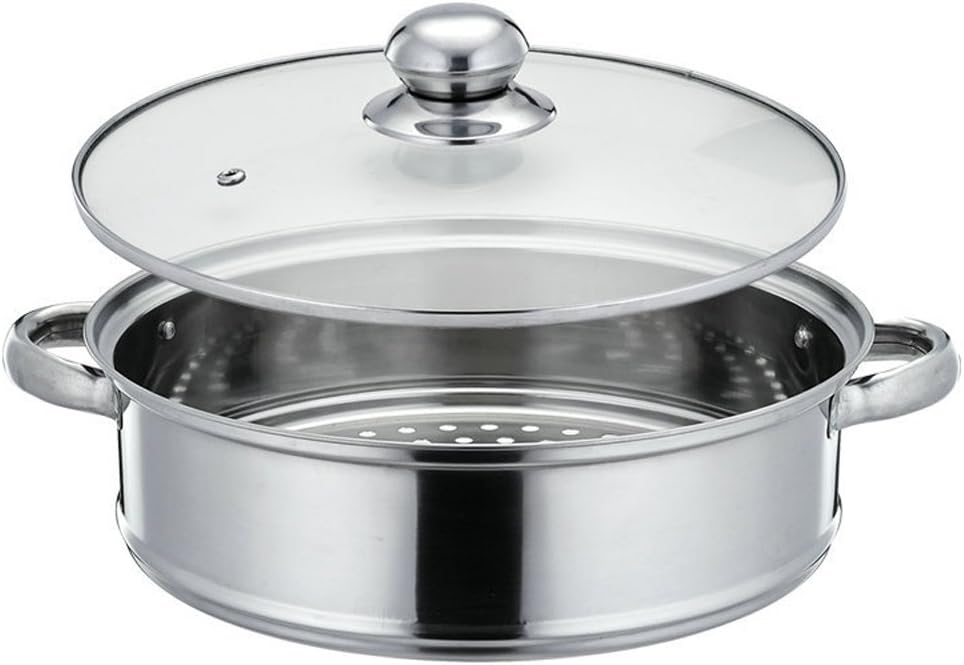 Nadalan Stainless Steel Double Boiler Stack Steam Pot Set 2 Tier Cookware Pot - 28cm