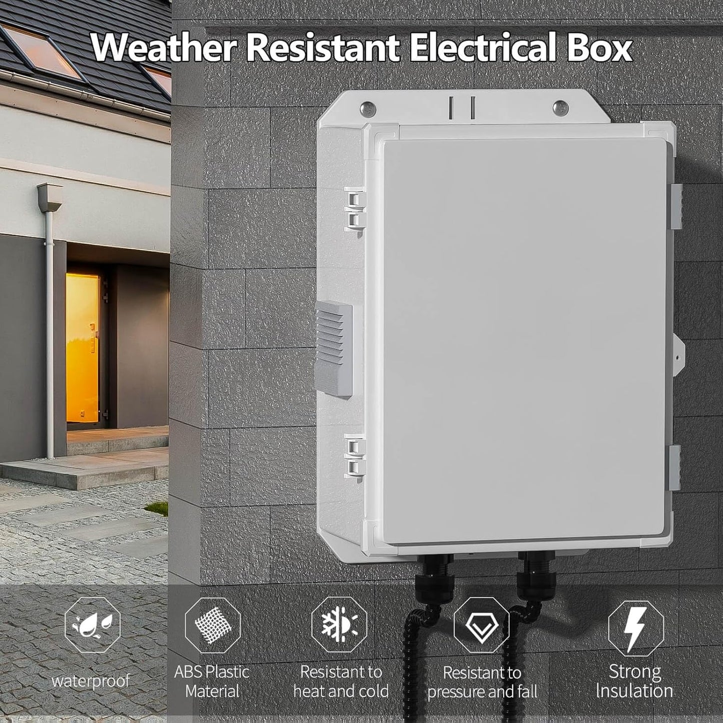 namunanee Weatherproof Outdoor Electrical Junction Box with Internal Mounting Panel & Hinged Cover - 13" H x 9.2" L x 5.6" W