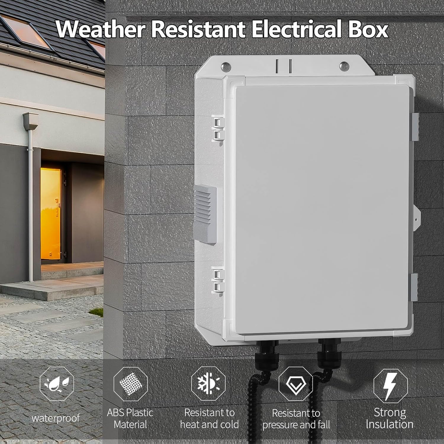 namunanee Weatherproof Outdoor Electrical Junction Box with Internal Mounting Panel & Hinged Cover - 13" H x 9.2" L x 5.6" W