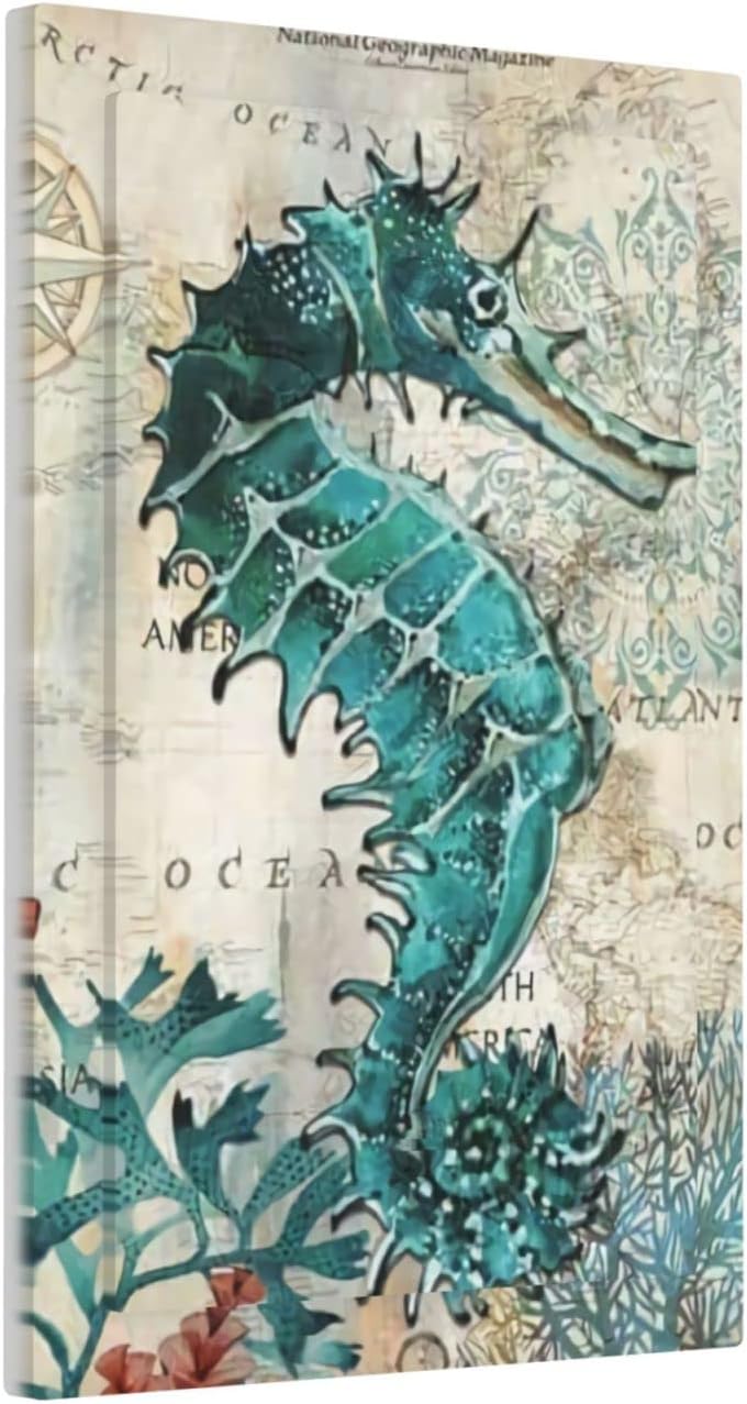 Nautical Seahorse 1 Gang Light Switch Cover Wall Plate Decorative for Kitchen Bathroom Living Room Home Decor