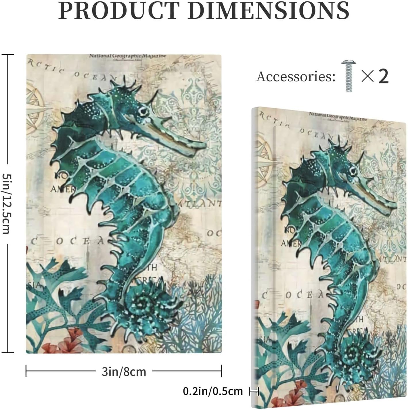Nautical Seahorse 1 Gang Light Switch Cover Wall Plate Decorative for Kitchen Bathroom Living Room Home Decor