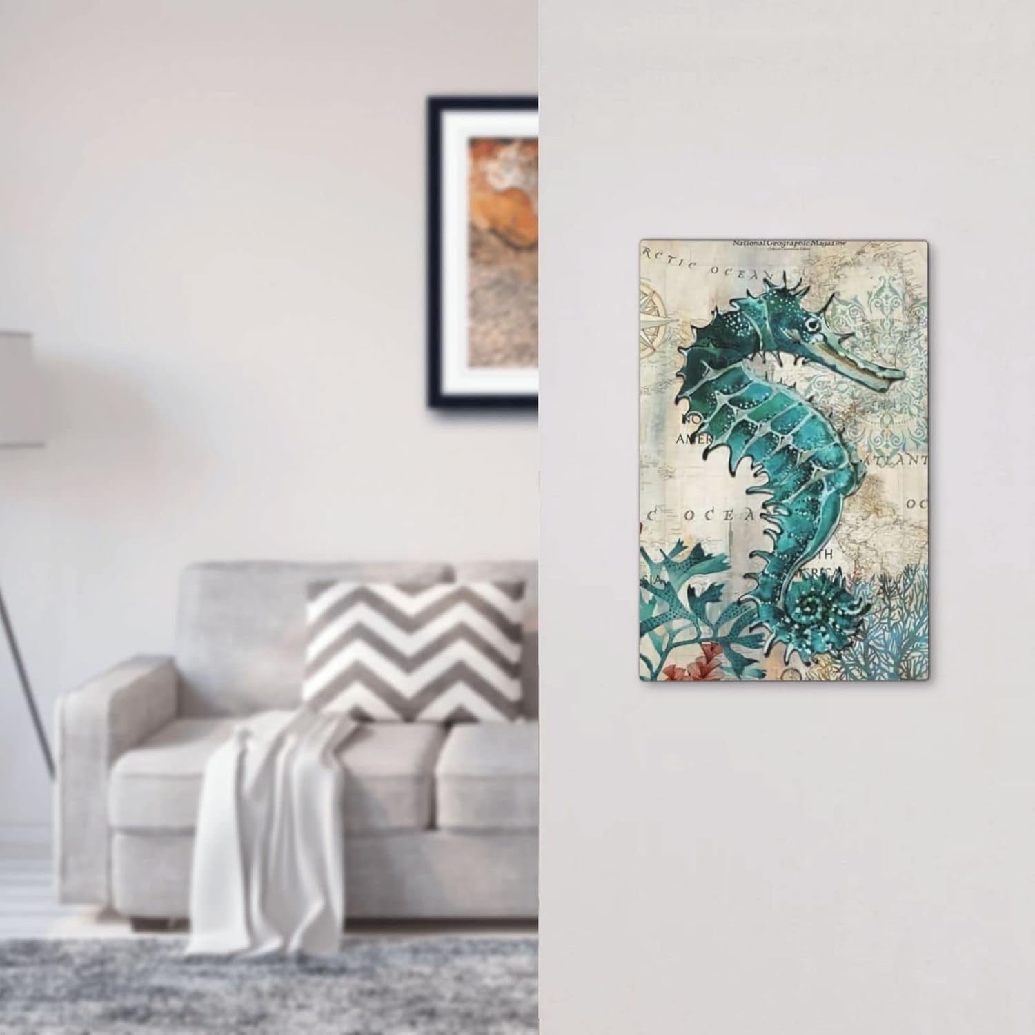 Nautical Seahorse 1 Gang Light Switch Cover Wall Plate Decorative for Kitchen Bathroom Living Room Home Decor