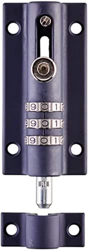 Navy Blue High Security Combination Bolt Lock for Home & Garages - Weatherproof Tamper Proof Slide Bolt - Squire Combi3 (92mm)