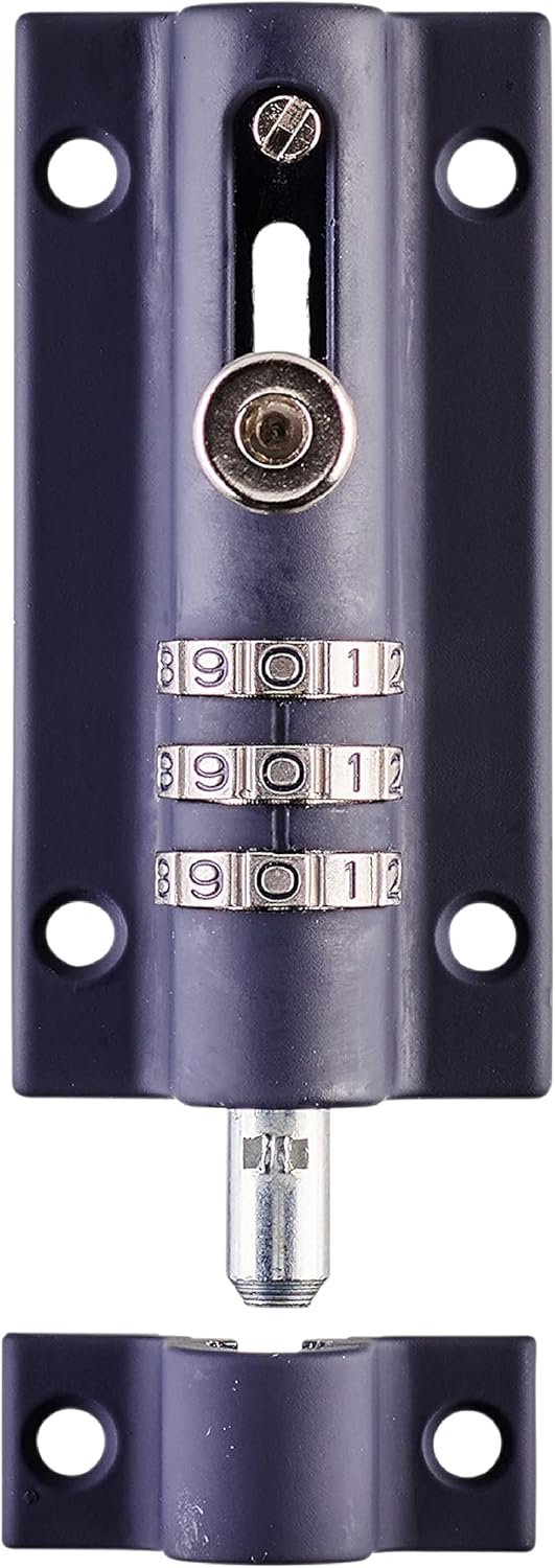 Navy Blue High Security Gate Lock for Home & Garages - Weatherproof Combination Locking Bolt - Tamper Proof Slide Bolt - Squire Combi3 Bolt Lock