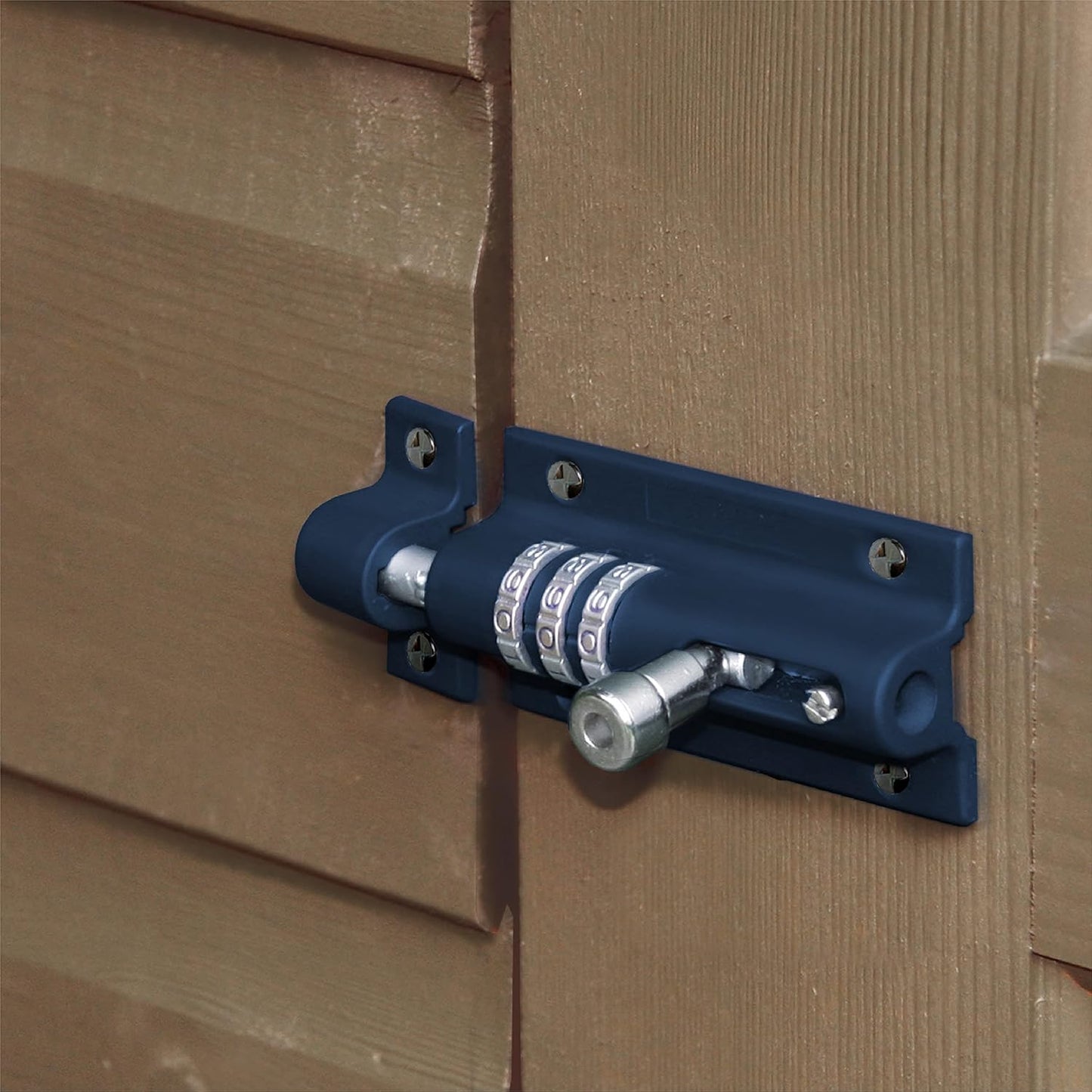 Navy Blue High Security Gate Lock for Home & Garages - Weatherproof Combination Locking Bolt - Tamper Proof Slide Bolt - Squire Combi3 Bolt Lock
