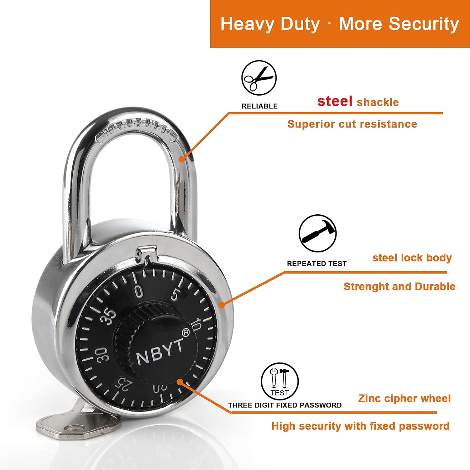NBYT Combination Padlocks - Key and Dial Locks for School, Gym, and Lockers - WildKart