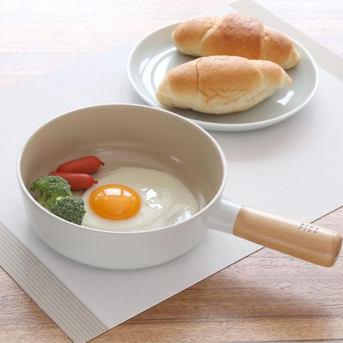 Neoflam FIKA 7" Mini Stir Fry Wok - Wooden Handle, Induction Compatible, Ceramic Coating Skillet, Made in Korea