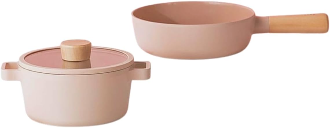 Neoflam Fika Kitchen 3-Piece Petit Cookware Set with Nonstick Ceramic Coating, Induction Compatible, Made in Korea - Includes 6.3" Pot and 7" Wok