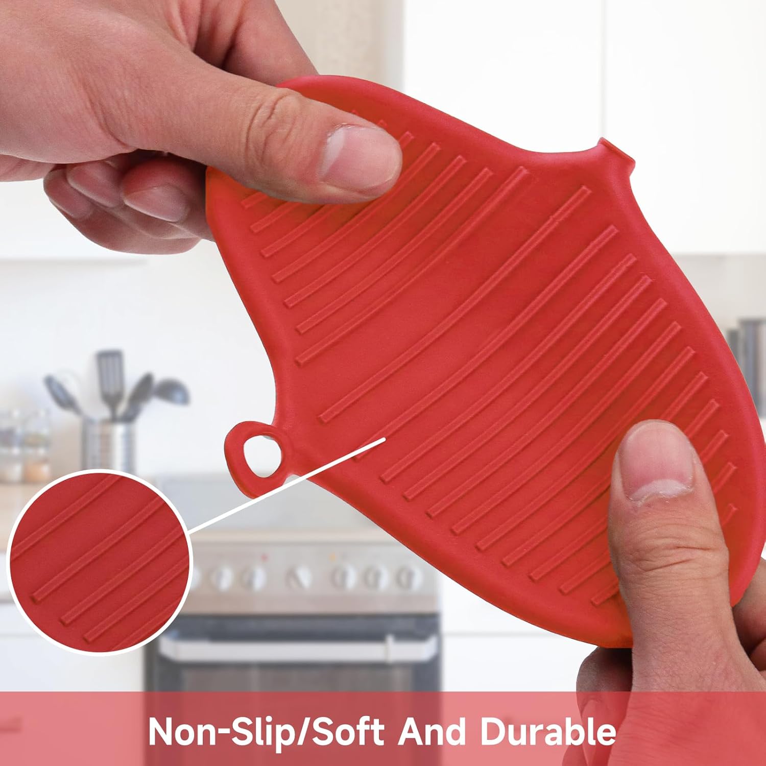 NEPAK Mini Silicone Oven Mitts Heat Resistant - 2 Pairs Pinch Grips for Kitchen Cooking & Baking - Red and Blue