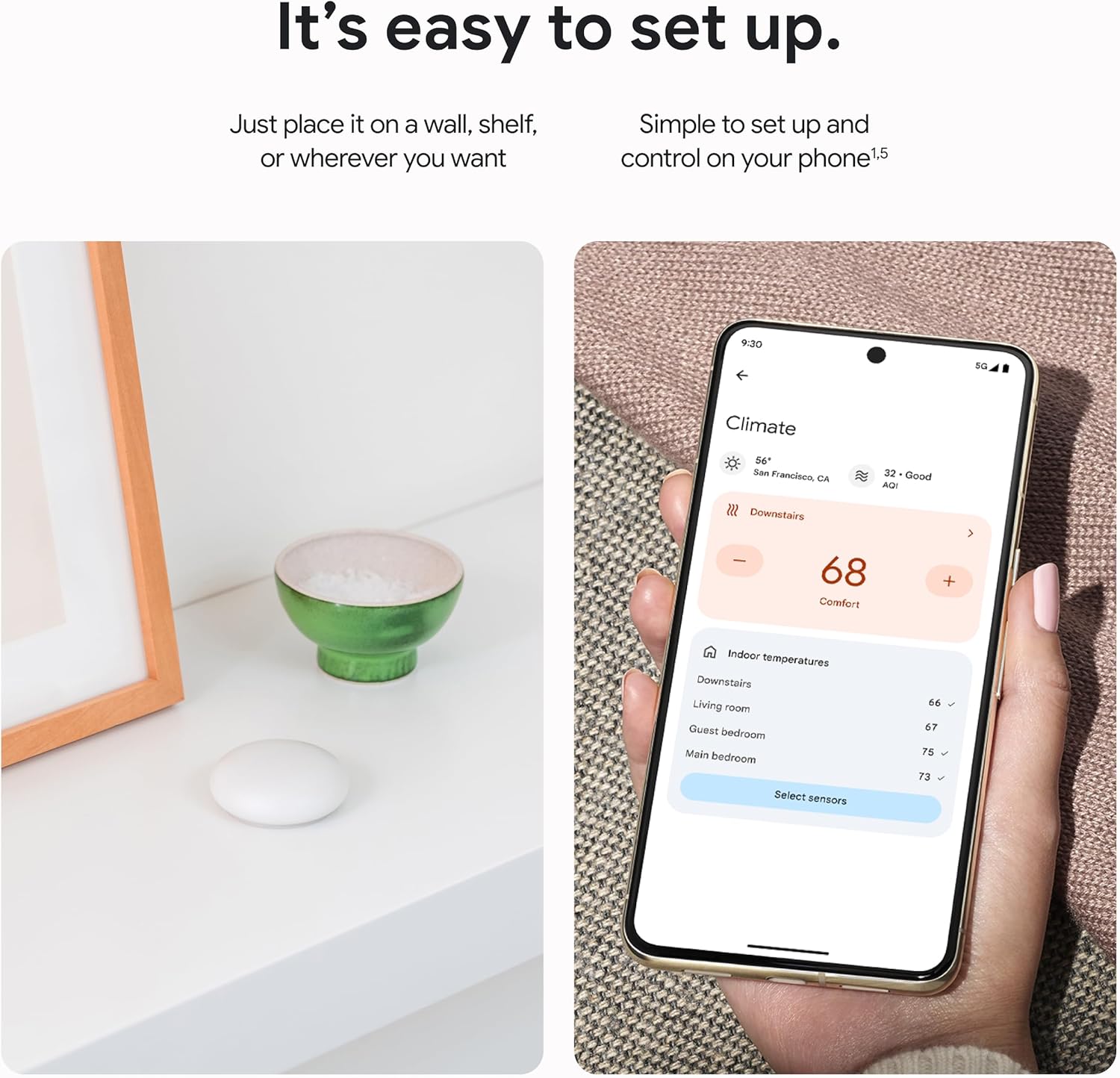 Nest Temperature Sensor (2nd Gen) - Room Comfort Sensor for Nest Learning Thermostat - Works with 3rd/4th Gen and Nest Thermostat E