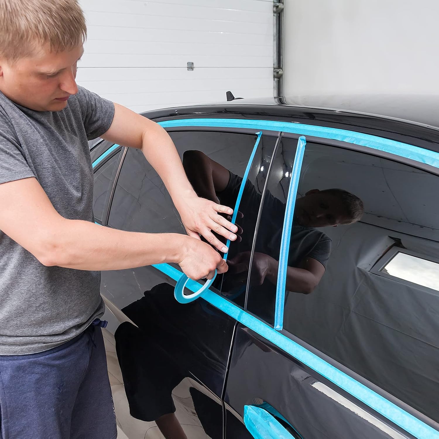 Nezyo 6 Piece High Temperature Low Tack Blue Vinyl Pinstripe Tapes for Automotive Car Paint - Easy Removal Trim Finishing Masking Kit (1/16, 1/8, 1/4 Inch)