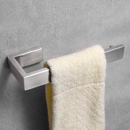 Nickel Brushed Stainless Steel Towel Bar and Ring Set - Heavy Duty Wall Mounted Bathroom Hardware Shelf for Kitchen, Bath, Garage - Nolimas SUS 304