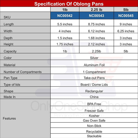 Nicole Fantini 5.5" x 4" Disposable Oblong Pans with Board Lid - 1 Lb Aluminum Foil, 100% Recyclable, Baking and Roasting, 50 Count