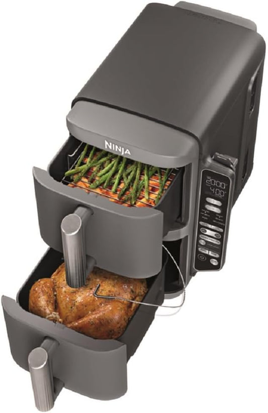 Ninja DoubleStack XL Smart Air Fryer with DoubleStack Technology - 10 QT, 6-in-1, Space Saving Design, Cook 4 Foods at Once, Smart Cook System, Air Fry, Broil, Bake, Smart Finish & Match Cook SL451