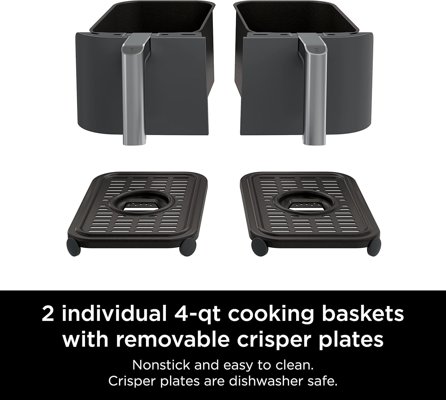 Ninja DZ201 Foodi 8 Quart DualZone 2-Basket Air Fryer for Quick Meals, Grey Color, 6 Functions in 1
