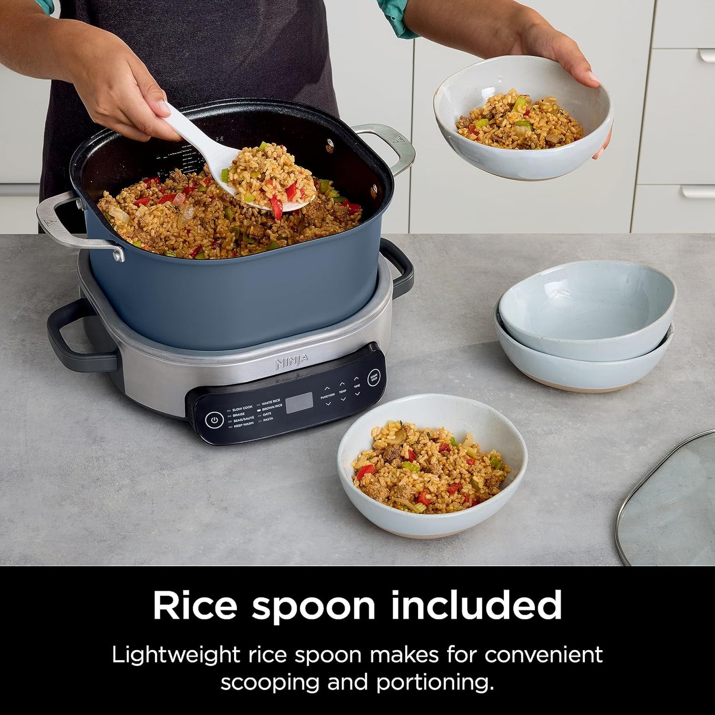 Ninja MC1101 Foodi Everyday Cooker Pro, 6.5 QT, 8-in-1 Versatility, One-Pot Cooking, Faster Cooking, Family-Sized Capacity, Adjustable Temp Control - Midnight Blue