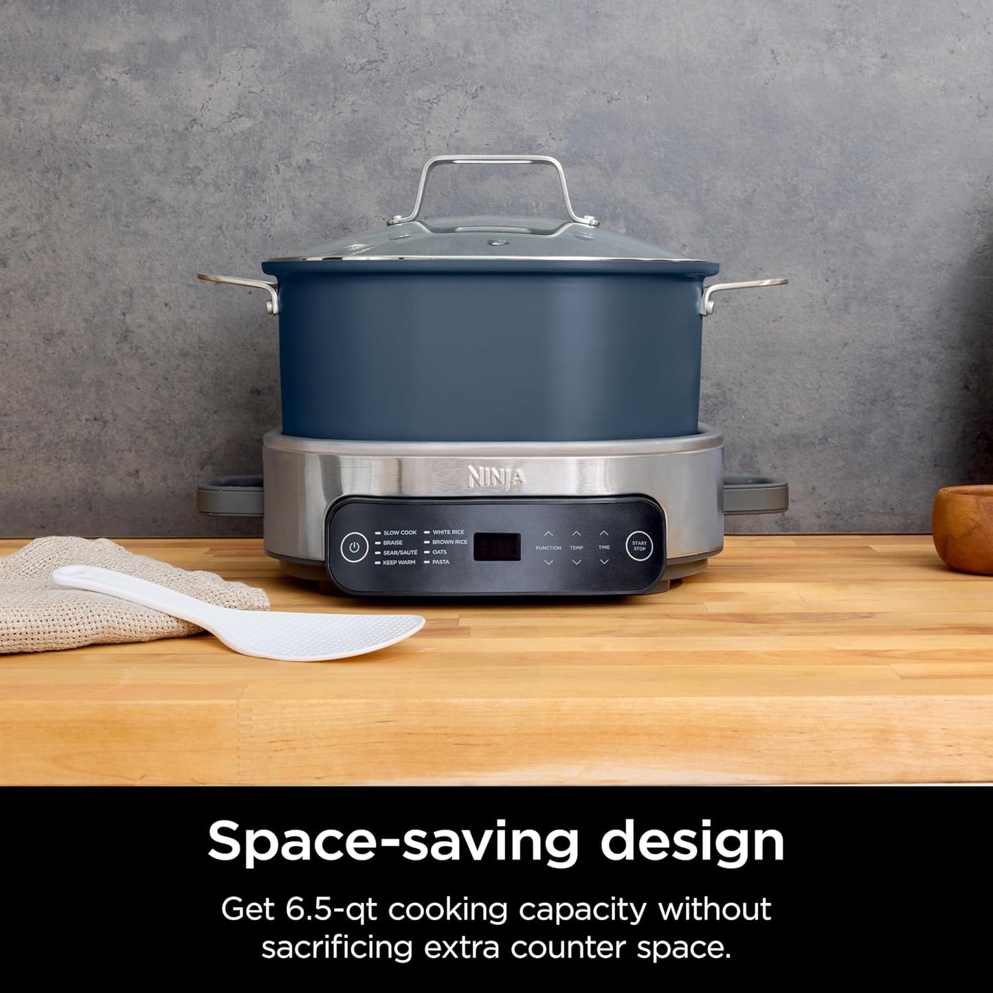 Ninja MC1101 Foodi Everyday Cooker Pro, 6.5 QT, 8-in-1 Versatility, One-Pot Cooking, Faster Cooking, Family-Sized Capacity, Adjustable Temp Control - Midnight Blue