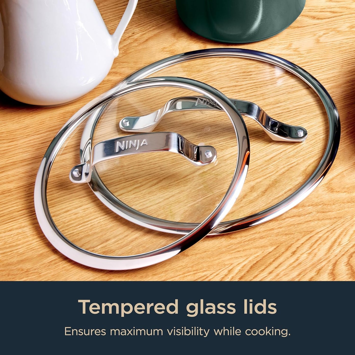 Ninja NeverStick Ceramic Pro 7-Piece Cookware Set - Non-Stick Pots & Pans with Glass Lids - Stovetop to Oven Safe - Induction Compatible - Green