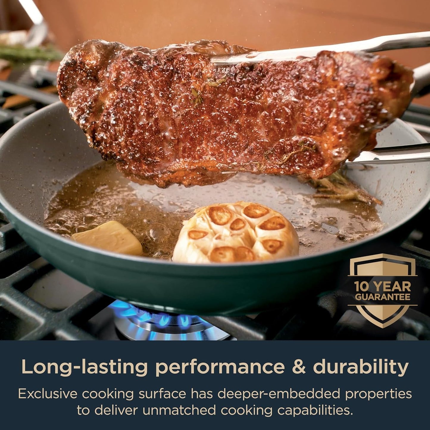 Ninja NeverStick Ceramic Pro 7-Piece Cookware Set - Non-Stick Pots & Pans with Glass Lids - Stovetop to Oven Safe - Induction Compatible - Green