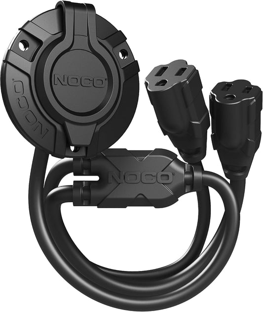 NOCO GCP2 15A AC Port Plug with Waterproof Outlet Receptacle Box and Dual 18-Inch Extension Cords