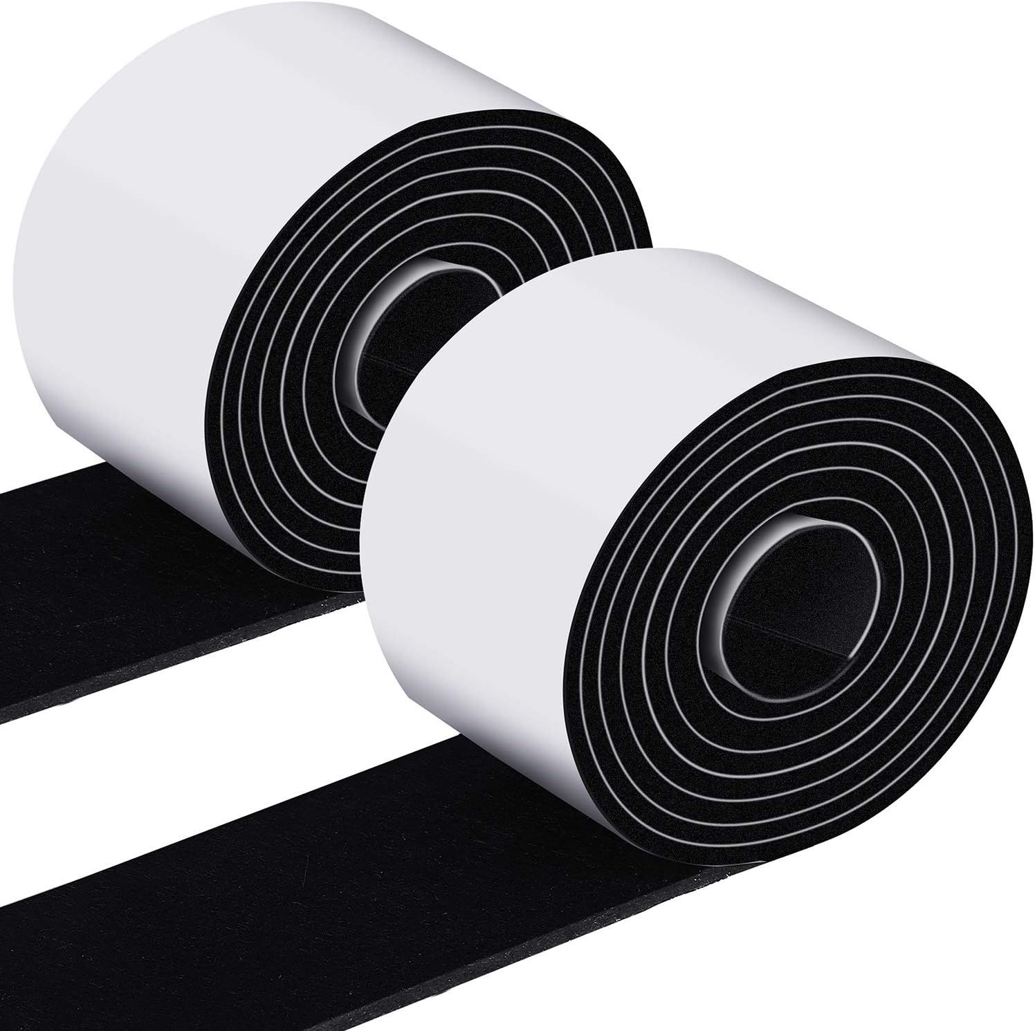 Non Slip Felt Furniture Pads with Adhesive Backing - 2 Pack Felt Strips for Hardwood Floors - Chair Wall Protector - Black, 120 x 2 x 0.12 Inch